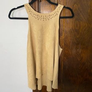 Faux suede tan tank top
